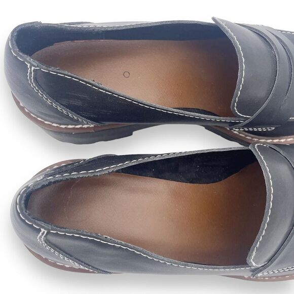 Blondo Waterproof Dulce Platform Loafer Black Leather Lug Sole Shoes Size 10 - Picture 12 of 16